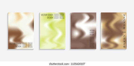 Modern covers with gradient wavy shapes. Futuristic minimal design with a multi-colored bionic background. A4 format. Eps10 vector. For poster, layout, placard, grunge paper, card, book.