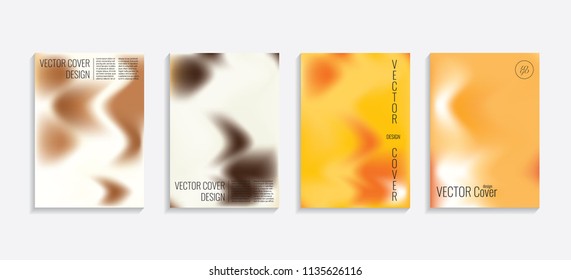 Modern covers with gradient wavy shapes. Futuristic minimal design with a multi-colored bionic background. A4 format. Eps10 vector. For poster, layout, placard, grunge paper, card, book.