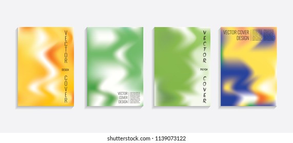 Modern covers with gradient wavy shapes. Futuristic minimal design with a multi-colored bionic background. A4 format. Eps10 vector. For poster, layout, placard, grunge paper, card, book.