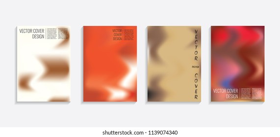 Modern covers with gradient wavy shapes. Futuristic minimal design with a multi-colored bionic background. A4 format. Eps10 vector. For poster, layout, placard, grunge paper, card, book.