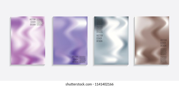 Modern covers with gradient wavy shapes. Futuristic minimal design with a multi-colored bionic background. A4 format. Eps10 vector. For poster, layout, placard, grunge paper, card, book.