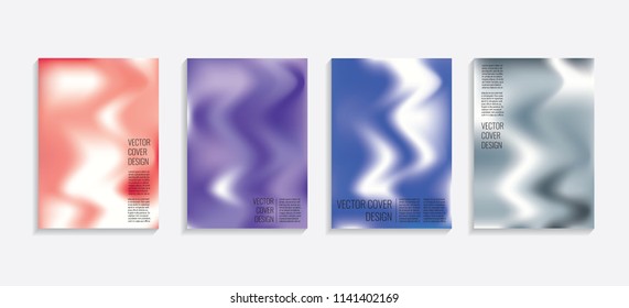 Modern covers with gradient wavy shapes. Futuristic minimal design with a multi-colored bionic background. A4 format. Eps10 vector. For poster, layout, placard, grunge paper, card, book.