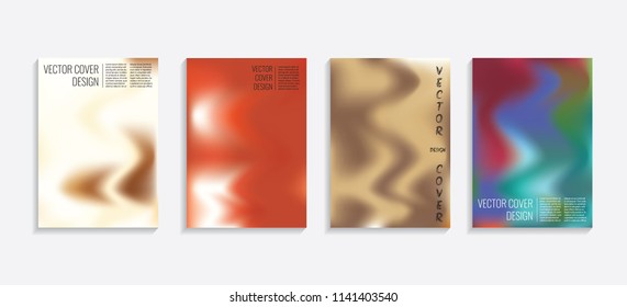 Modern covers with gradient wavy shapes. Futuristic minimal design with a multi-colored bionic background. A4 format. Eps10 vector. For poster, layout, placard, grunge paper, card, book.