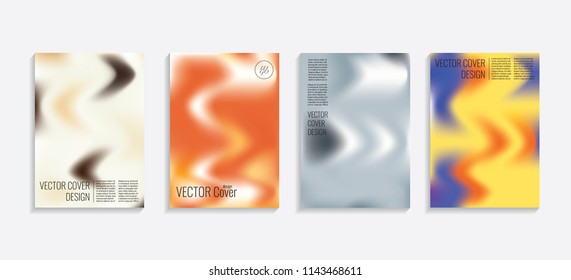 Modern covers with gradient wavy shapes. Futuristic minimal design with a multi-colored bionic background. A4 format. Eps10 vector. For poster, layout, placard, grunge paper, card, book.