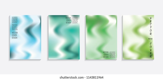 Modern covers with gradient wavy shapes. Futuristic minimal design with a multi-colored bionic background. A4 format. Eps10 vector. For poster, layout, placard, grunge paper, card, book.