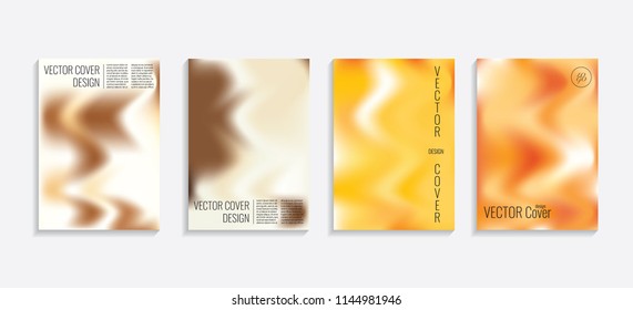 Modern covers with gradient wavy shapes. Futuristic minimal design with a multi-colored bionic background. A4 format. Eps10 vector. For poster, layout, placard, card, book.