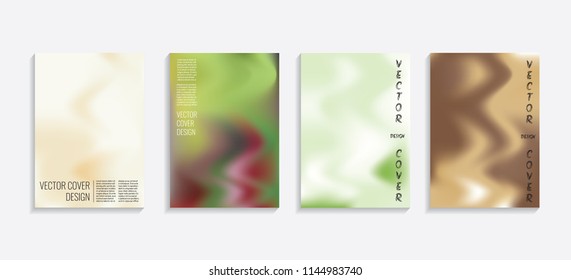 Modern covers with gradient wavy shapes. Futuristic minimal design with a multi-colored bionic background. A4 format. Eps10 vector. For poster, layout, placard, card, book.