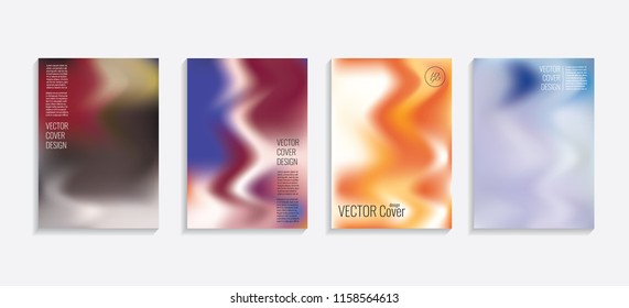 Modern covers with gradient wavy shapes. Futuristic minimal design with a multi-colored bionic background. A4 format. Eps10 vector. For poster, layout, placard, grunge paper, card, book.