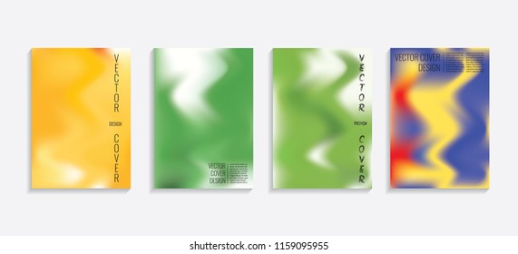 Modern covers with gradient wavy shapes. Futuristic minimal design with a multi-colored bionic background. A4 format. Eps10 vector. For poster, layout, placard, grunge paper, card, book.