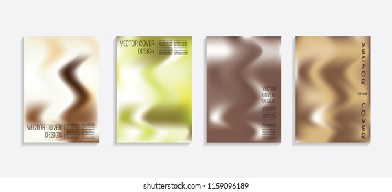 Modern covers with gradient wavy shapes. Futuristic minimal design with a multi-colored bionic background. A4 format. Eps10 vector. For poster, layout, placard, grunge paper, card, book.