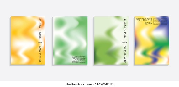 Modern covers with gradient wavy shapes. Futuristic minimal design with a multi-colored bionic background. A4 format. Eps10 vector. For poster, layout, placard, grunge paper, card, book.