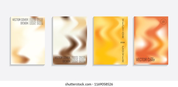 Modern covers with gradient wavy shapes. Futuristic minimal design with a multi-colored bionic background. A4 format. Eps10 vector. For poster, layout, placard, grunge paper, card, book.