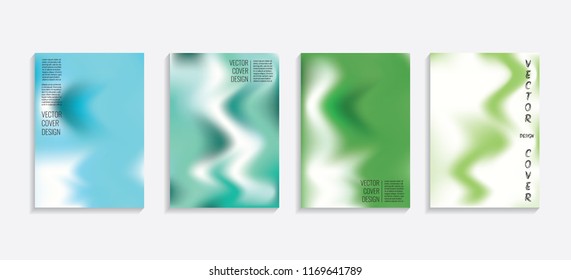Modern covers with gradient wavy shapes. Futuristic minimal design with a multi-colored bionic background. A4 format. Eps10 vector. For poster, layout, placard, grunge paper, card, book.
