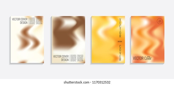 Modern covers with gradient wavy shapes. Futuristic minimal design with a multi-colored bionic background. A4 format. Eps10 vector. For poster, layout, placard, grunge paper, card, book.