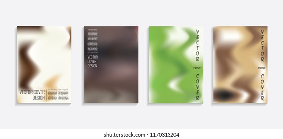 Modern covers with gradient wavy shapes. Futuristic minimal design with a multi-colored bionic background. A4 format. Eps10 vector. For poster, layout, placard, grunge paper, card, book.