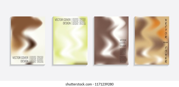 Modern covers with gradient wavy shapes. Futuristic minimal design with a multi-colored bionic background. A4 format. Eps10 vector. For poster, layout, placard, grunge paper, card, book.