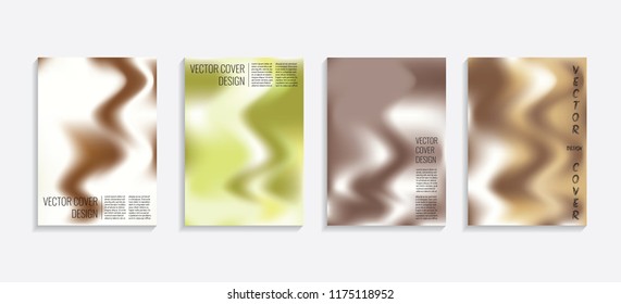 Modern covers with gradient wavy shapes. Futuristic minimal design with a multi-colored bionic background. A4 format. Eps10 vector. For poster, layout, placard, grunge paper, card, book.