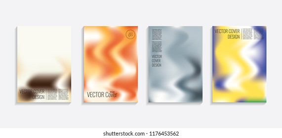 Modern covers with gradient wavy shapes. Futuristic minimal design with a multi-colored bionic background. A4 format. Eps10 vector. For poster, layout, placard, grunge paper, card, book.