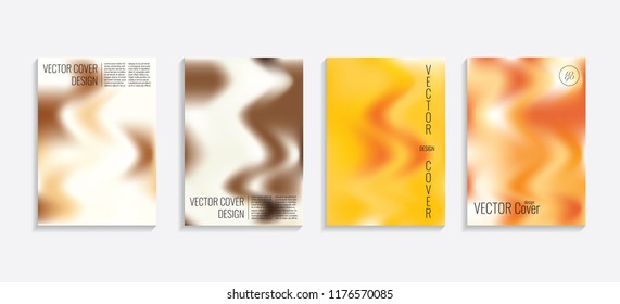 Modern covers with gradient wavy shapes. Futuristic minimal design with a multi-colored bionic background. A4 format. Eps10 vector. For poster, layout, placard, grunge paper, card, book.