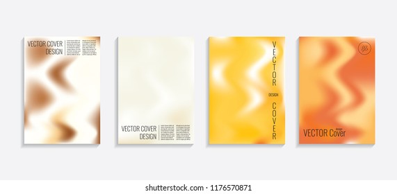 Modern covers with gradient wavy shapes. Futuristic minimal design with a multi-colored bionic background. A4 format. Eps10 vector. For poster, layout, placard, grunge paper, card, book.