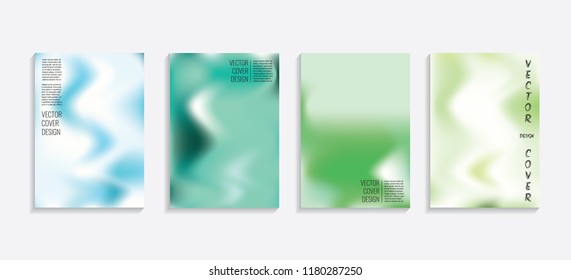 Modern covers with gradient wavy shapes. Futuristic minimal design with a multi-colored bionic background. A4 format. Eps10 vector. For poster, layout, placard, grunge paper, card, book.