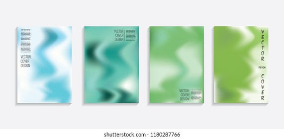 Modern covers with gradient wavy shapes. Futuristic minimal design with a multi-colored bionic background. A4 format. Eps10 vector. For poster, layout, placard, grunge paper, card, book.