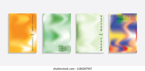 Modern covers with gradient wavy shapes. Futuristic minimal design with a multi-colored bionic background. A4 format. Eps10 vector. For poster, layout, placard, grunge paper, card, book.