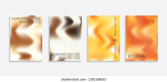 Modern covers with gradient wavy shapes. Futuristic minimal design with a multi-colored bionic background. A4 format. Eps10 vector. For poster, layout, placard, grunge paper, card, book.