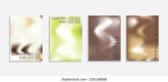 Modern covers with gradient wavy shapes. Futuristic minimal design with a multi-colored bionic background. A4 format. Eps10 vector. For poster, layout, placard, grunge paper, card, book.
