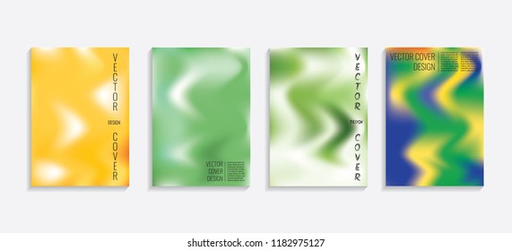 Modern covers with gradient wavy shapes. Futuristic minimal design with a multi-colored bionic background. A4 format. Eps10 vector. For poster, layout, placard, grunge paper, card, book.