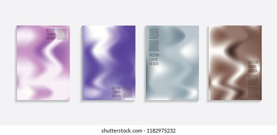 Modern covers with gradient wavy shapes. Futuristic minimal design with a multi-colored bionic background. A4 format. Eps10 vector. For poster, layout, placard, grunge paper, card, book.