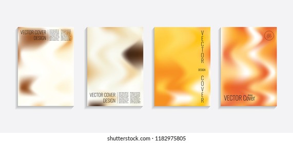 Modern covers with gradient wavy shapes. Futuristic minimal design with a multi-colored bionic background. A4 format. Eps10 vector. For poster, layout, placard, grunge paper, card, book.