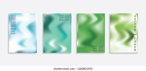 Modern covers with gradient wavy shapes. Futuristic minimal design with a multi-colored bionic background. A4 format. Eps10 vector. For poster, layout, placard, grunge paper, card, book.