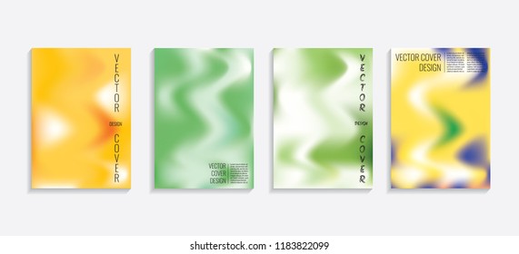 Modern covers with gradient wavy shapes. Futuristic minimal design with a multi-colored bionic background. A4 format. Eps10 vector. For poster, layout, placard, grunge paper, card, book.