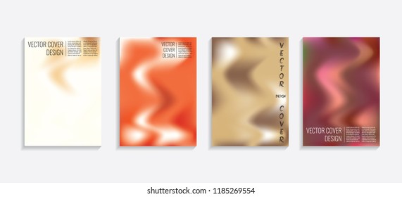 Modern covers with gradient wavy shapes. Futuristic minimal design with a multi-colored bionic background. A4 format. Eps10 vector. For poster, layout, placard, grunge paper, card, book.