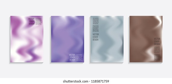 Modern covers with gradient wavy shapes. Futuristic minimal design with a multi-colored bionic background. A4 format. Eps10 vector. For poster, layout, placard, grunge paper, card, book.