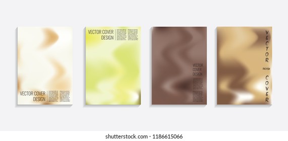 Modern covers with gradient wavy shapes. Futuristic minimal design with a multi-colored bionic background. A4 format. Eps10 vector. For poster, layout, placard, grunge paper, card, book.