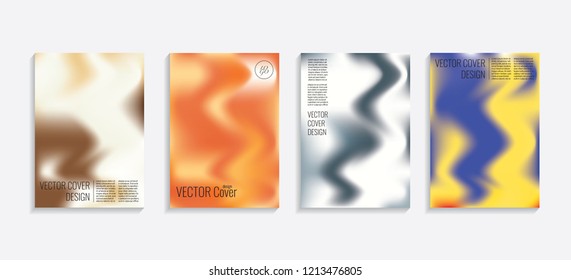 Modern covers with gradient wavy shapes. Futuristic minimal design with a multi-colored bionic background. A4 format. Eps10 vector. For poster, layout, placard, grunge paper, card, book.