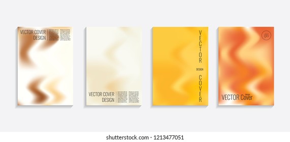 Modern covers with gradient wavy shapes. Futuristic minimal design with a multi-colored bionic background. A4 format. Eps10 vector. For poster, layout, placard, grunge paper, card, book.
