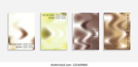 Modern covers with gradient wavy shapes. Futuristic minimal design with a multi-colored bionic background. A4 format. Eps10 vector. For poster, layout, placard, grunge paper, card, book.