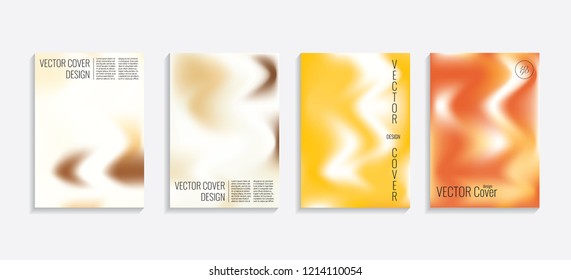Modern covers with gradient wavy shapes. Futuristic minimal design with a multi-colored bionic background. A4 format. Eps10 vector. For poster, layout, placard, grunge paper, card, book.