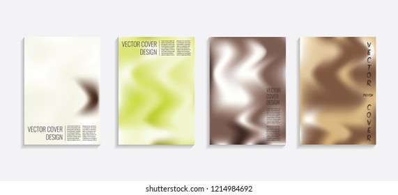 Modern covers with gradient wavy shapes. Futuristic minimal design with a multi-colored bionic background. A4 format. Eps10 vector. For poster, layout, placard, grunge paper, card, book.
