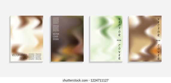 Modern covers with gradient wavy shapes. Futuristic minimal design with a multi-colored bionic background. A4 format. Eps10 vector. For poster, layout, placard, grunge paper, card, book.