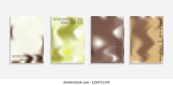 Modern covers with gradient wavy shapes. Futuristic minimal design with a multi-colored bionic background. A4 format. Eps10 vector. For poster, layout, placard, grunge paper, card, book.