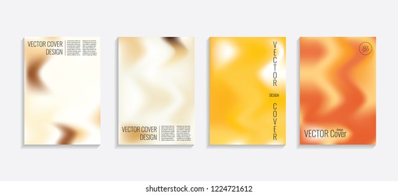 Modern covers with gradient wavy shapes. Futuristic minimal design with a multi-colored bionic background. A4 format. Eps10 vector. For poster, layout, placard, grunge paper, card, book.