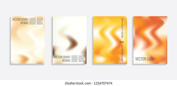 Modern covers with gradient wavy shapes. Futuristic minimal design with a multi-colored bionic background. A4 format. Eps10 vector. For poster, layout, placard, grunge paper, card, book.