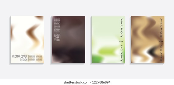 Modern covers with gradient wavy shapes. Futuristic minimal design with a multi-colored bionic background. A4 format. Eps10 vector. For poster, layout, placard, grunge paper, card, book.