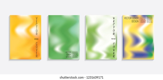 Modern covers with gradient wavy shapes. Futuristic minimal design with a multi-colored bionic background. A4 format. Eps10 vector. For poster, layout, placard, grunge paper, card, book.