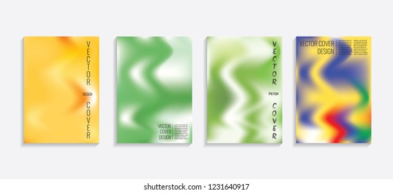Modern covers with gradient wavy shapes. Futuristic minimal design with a multi-colored bionic background. A4 format. Eps10 vector. For poster, layout, placard, grunge paper, card, book.