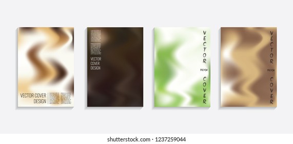Modern covers with gradient wavy shapes. Futuristic minimal design with a multi-colored bionic background. A4 format. Eps10 vector. For poster, layout, placard, grunge paper, card, book.
